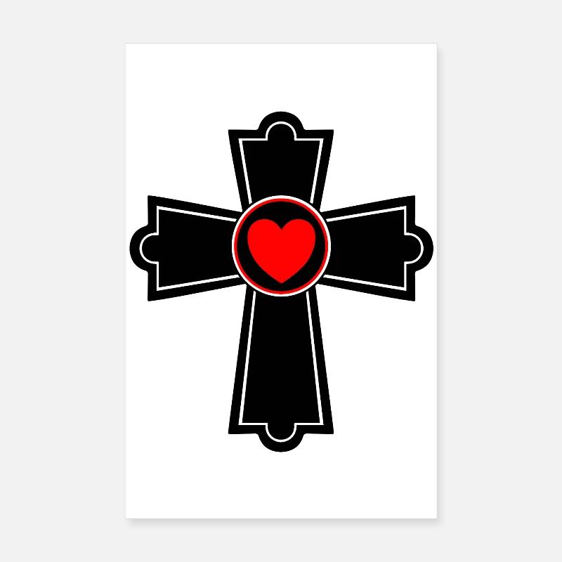 Croix avec le cœur Poster 20 x 30 cm