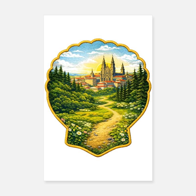 Camino de Santiago Patch Illustration Poster 20 x 30 cm
