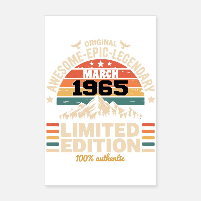 Millésime Anniversaire Mars 1965 March 1965 Poster 20 x 30 cm