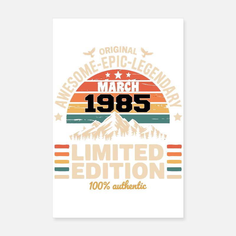 Millésime Anniversaire Mars 1985 March 1985 Poster 20 x 30 cm