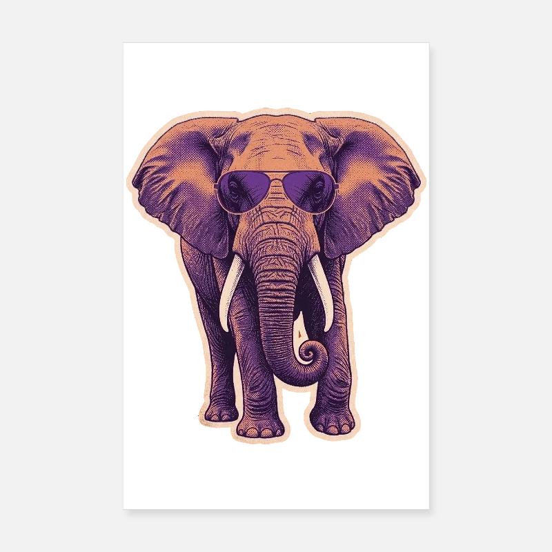 Lunettes d’été éléphant Poster 20 x 30 cm