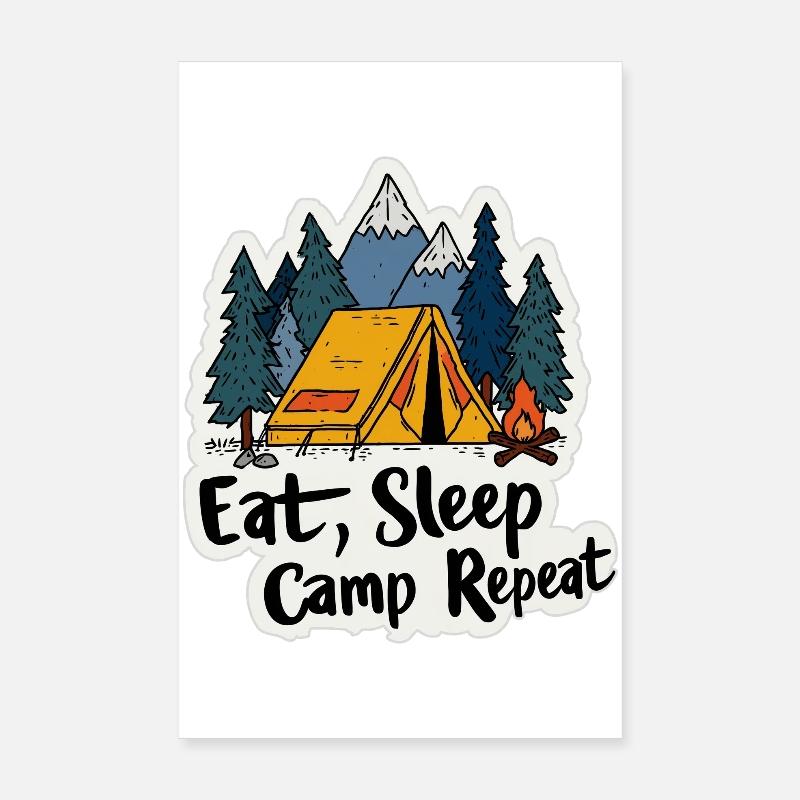 Camping, Spruch Spruch Eat Sleep Camp, Repeat Camper Outdoo Poster 20 x 30 cm