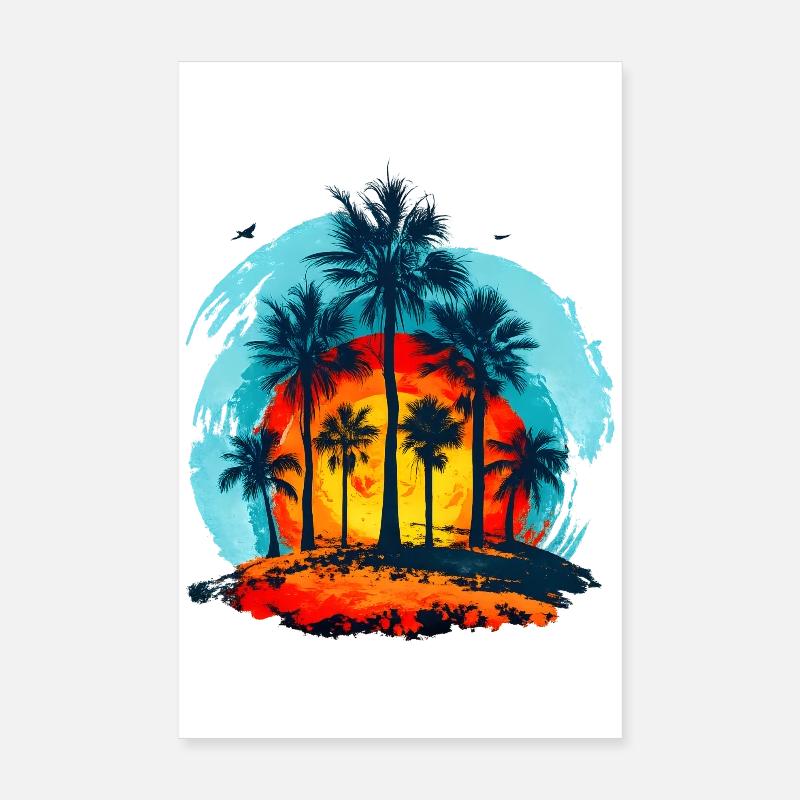 Palm trees at tropical sunset Poster 8" x 12" (20x30 cm)