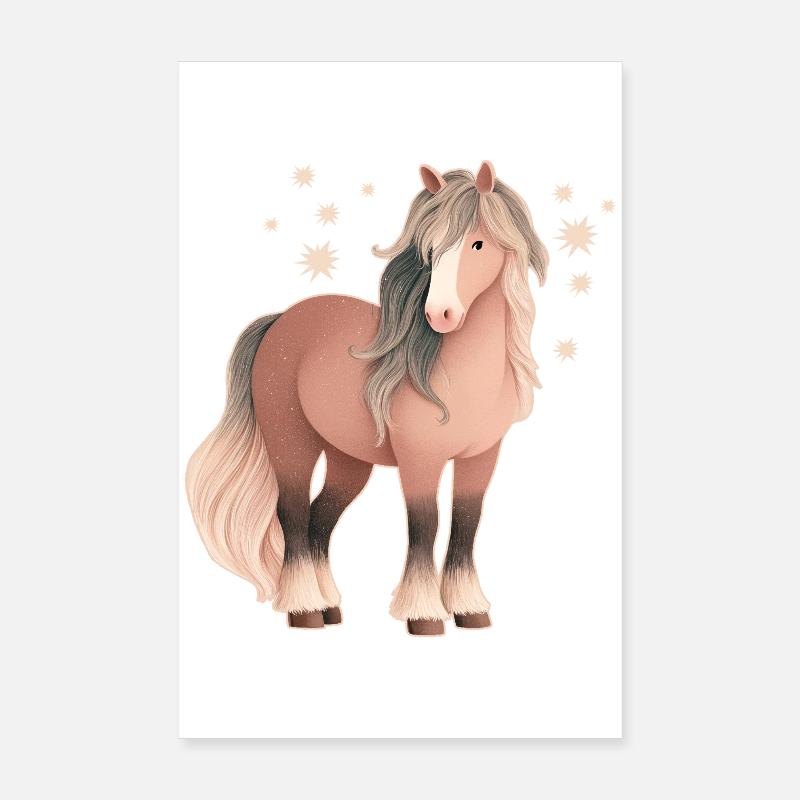 Cheval avec des étoiles Poster 20 x 30 cm