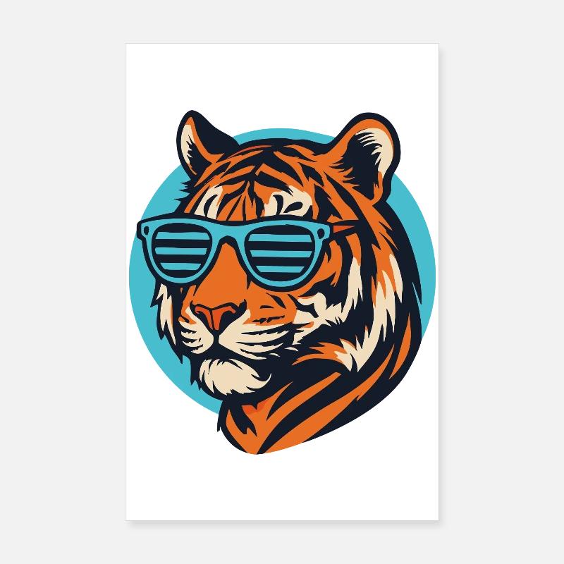 Tiger with Sunglasses Pop Art Poster 8" x 12" (20x30 cm)