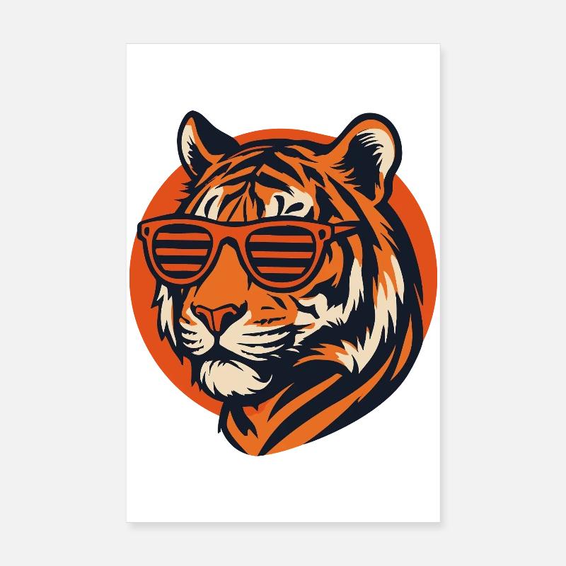 Tiger with retro sunglasses Poster 8" x 12" (20x30 cm)