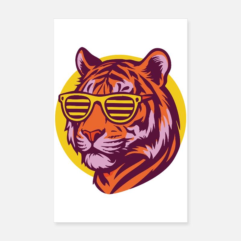 Tiger in Neon Retro Style Poster 8" x 12" (20x30 cm)