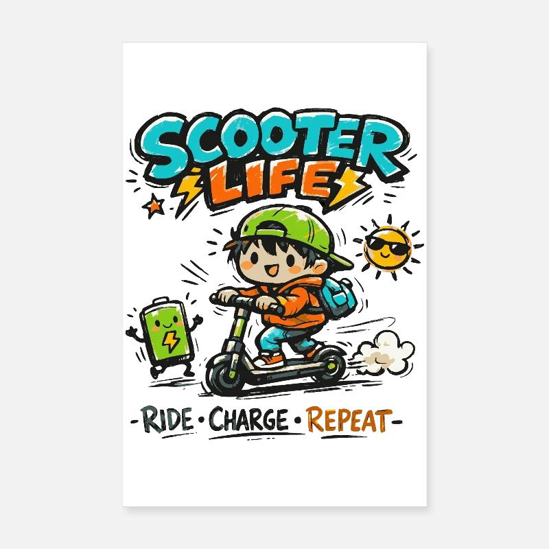 Scooter Life: Ride Charge Repeat Poster 20x30 cm