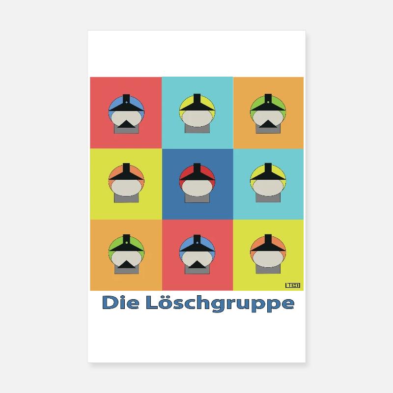 Die Löschgruppe Pop Art Grid - Feuerwehr Poster 20x30 cm