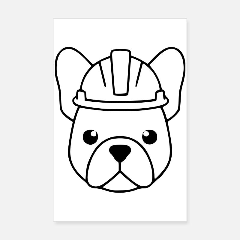 Contour de la tête du casque Frenchie Construction Poster 20 x 30 cm