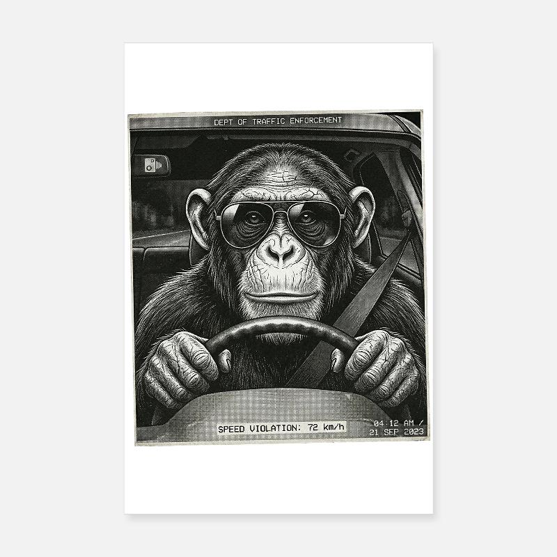 Les radars piégeaient le chauffeur de voiture singe Poster 20 x 30 cm