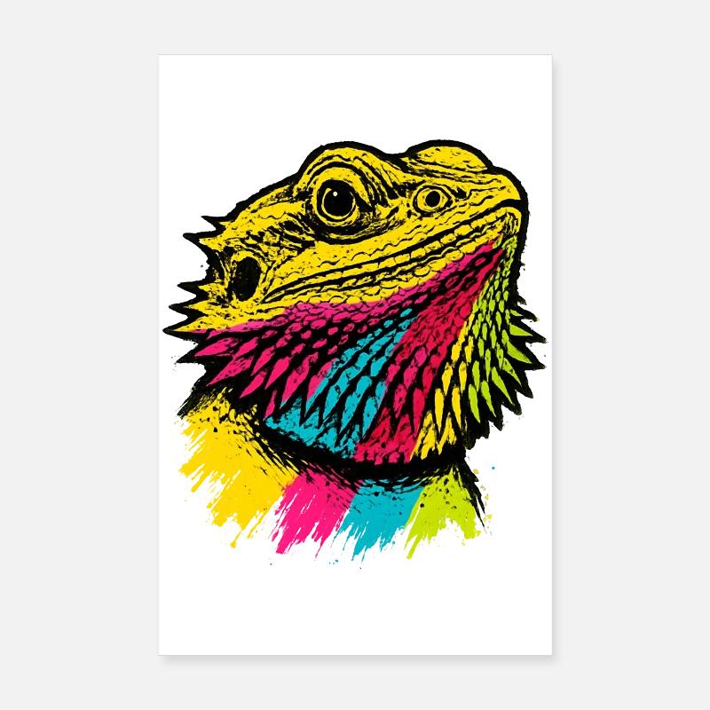 Bartagame Pop-Art Farbenfroher Stadtstil Poster 20x30 cm
