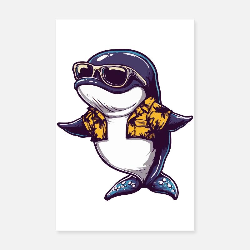Whale Comic Vacation Poster 8" x 12" (20x30 cm)