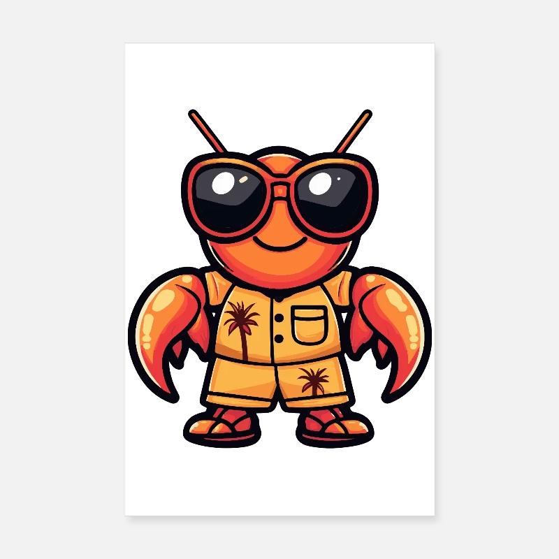 Lobster Crab Comic Holiday Poster 8" x 12" (20x30 cm)