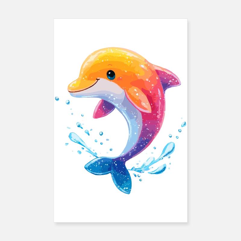 Spritz de dauphin coloré Poster 20 x 30 cm
