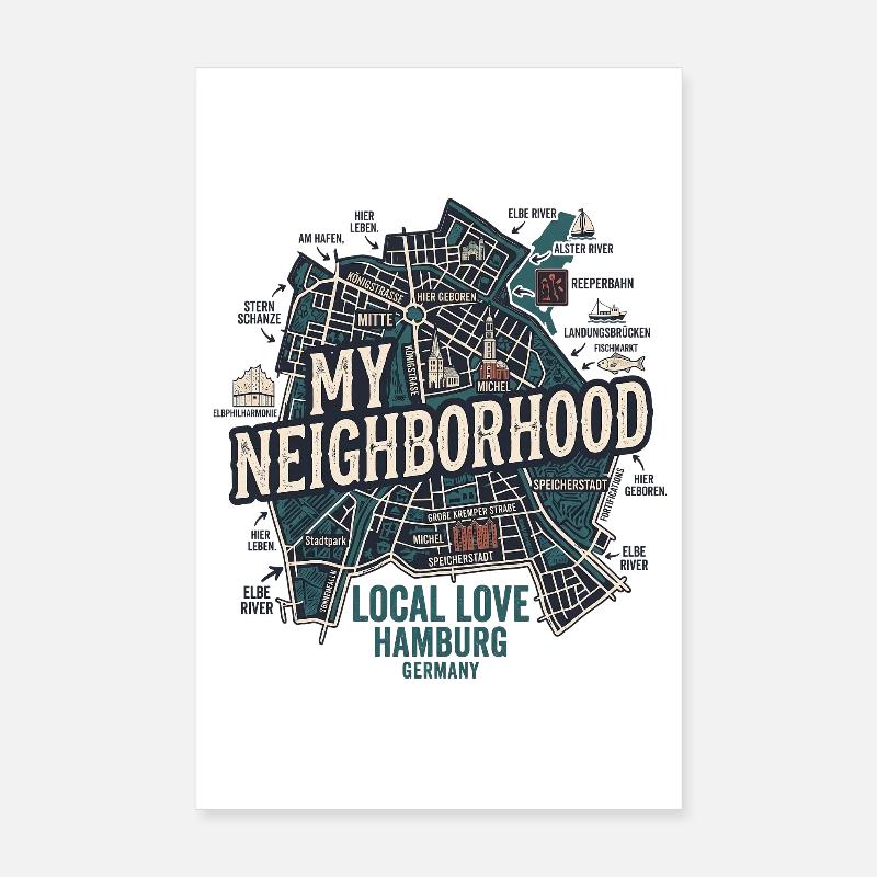 Hambourg Mon quartier Poster 20 x 30 cm