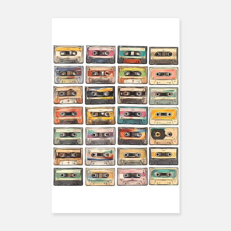 Retro Cassettes Poster 8" x 12" (20x30 cm)