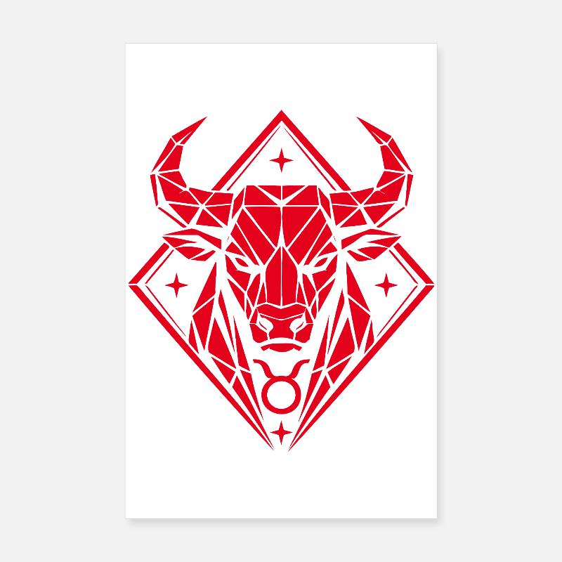 Geometric Bull – Stärke pur - Sternzeichen Stier Poster 20x30 cm