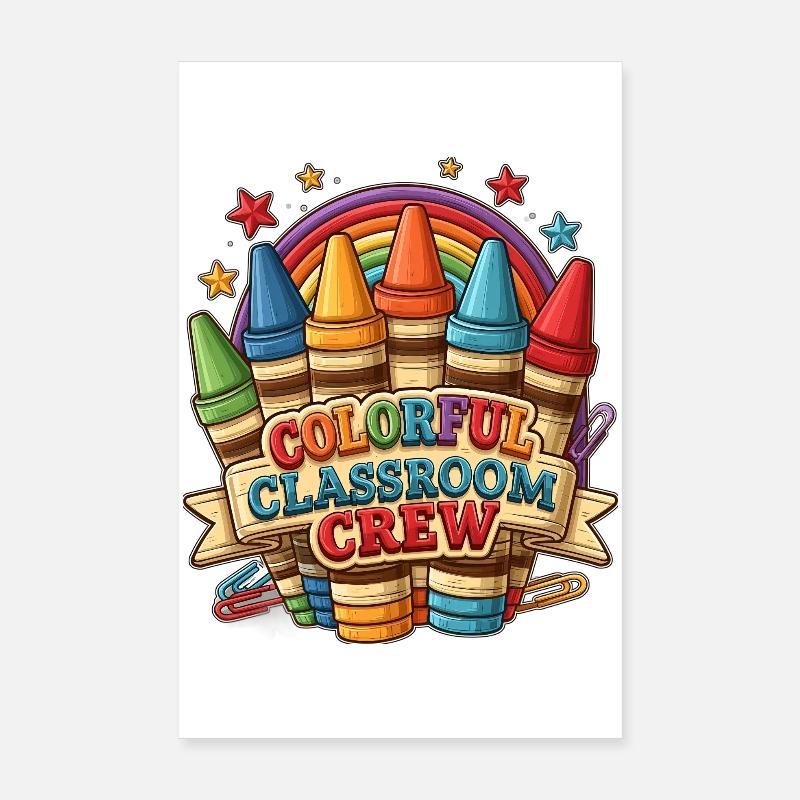 Farbenfrohe Klassenzimmercrew - Poster 20x30 cm - Weiß