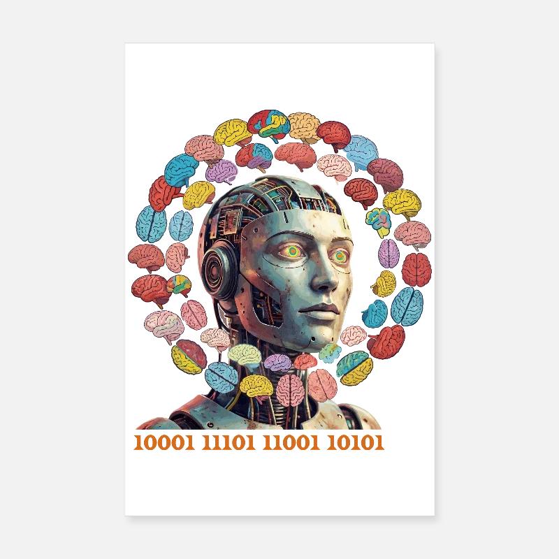 AI brain magic in colorful orbit Poster 8" x 12" (20x30 cm)