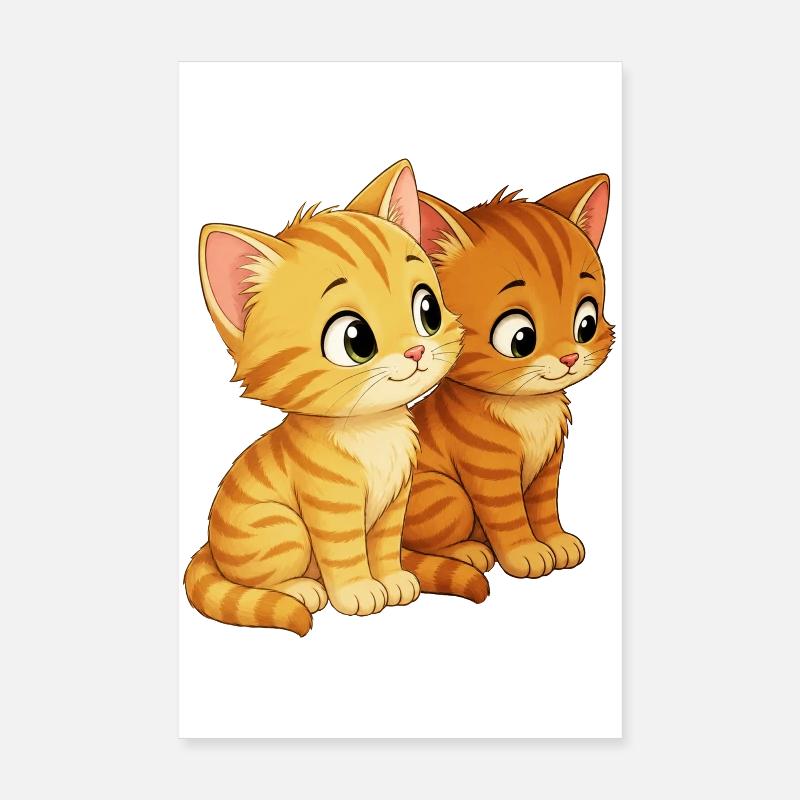 Des chatons assis côte à côte Poster 20 x 30 cm