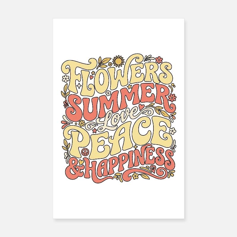 Retro Summer Flower Poster 20x30 cm