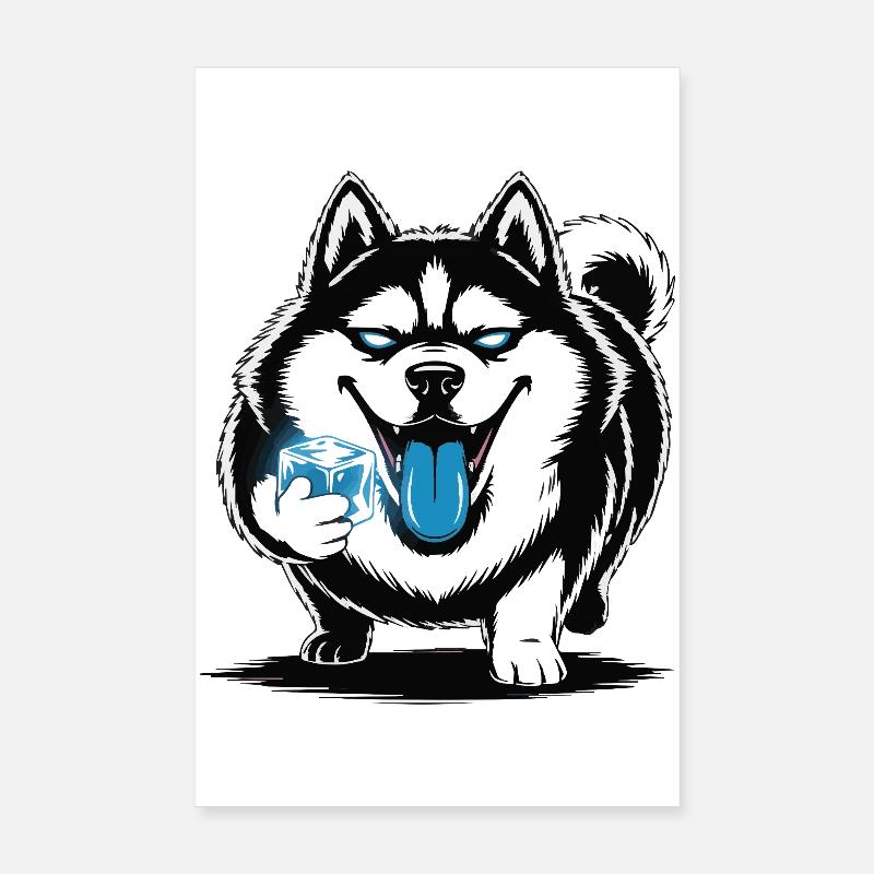 Husky Eiswürfel Cool Winter Poster 20 x 30 cm