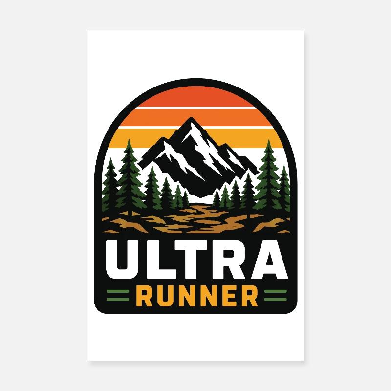 Ultra Runner Vintage Mountain Sunset Poster 20 x 30 cm