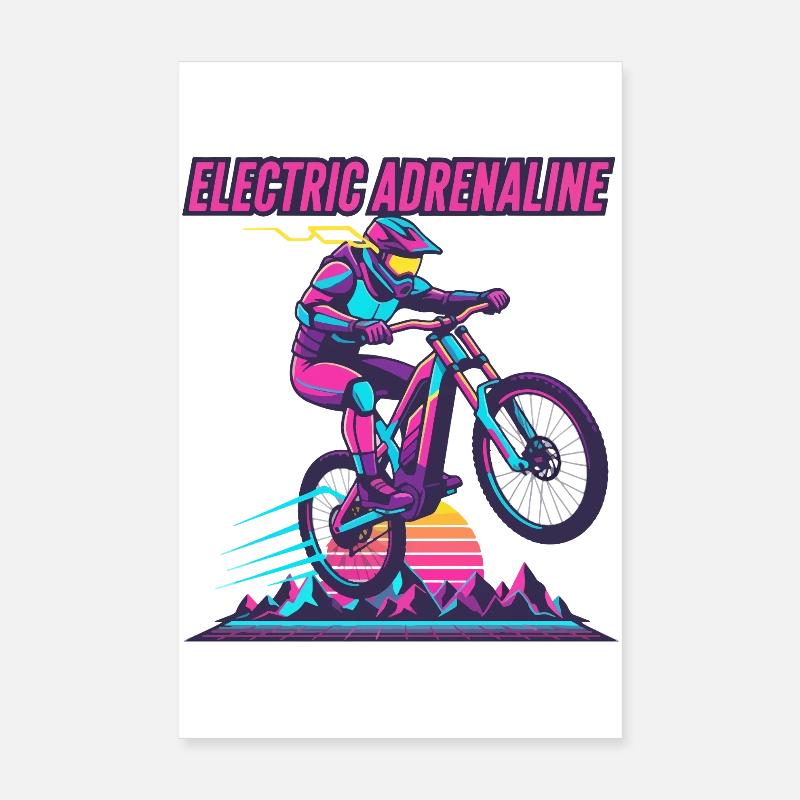Electric Adrenaline Synthwave E-MTB Poster 8" x 12" (20x30 cm)