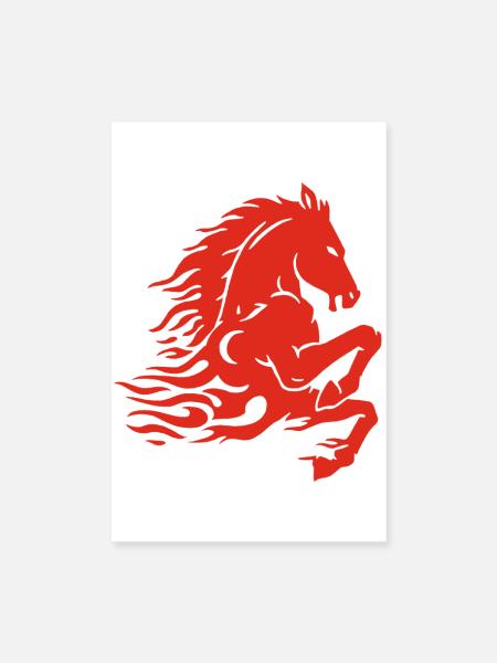 Cheval de feu (rouge) - Poster 20 x 30 cm - blanc - Devant