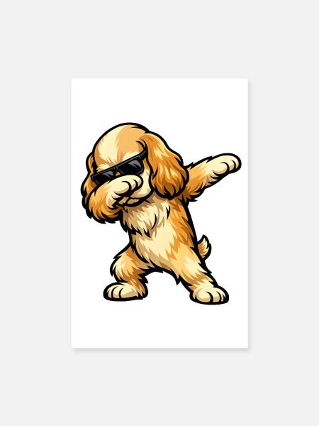 Dabbing American Cocker Spaniel - Poster 20x30 cm - Weiß - Vorne