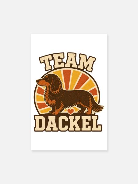Équipe teckel – Drôle de diction d’amour pour chiens - Poster 20 x 30 cm - blanc - Devant