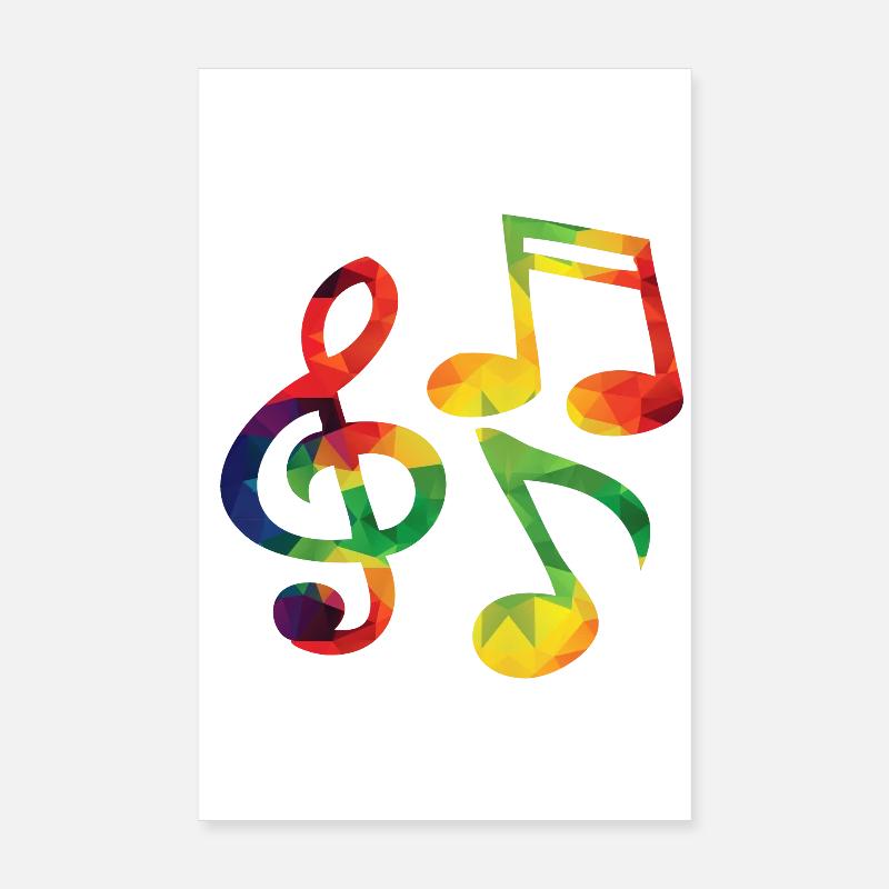 Notes de musique colorées - Poster 20 x 30 cm - blanc