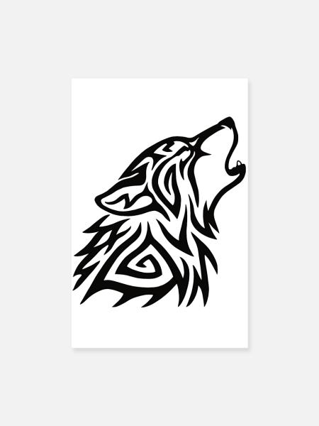 Stammeswolf heulen - Poster 20x30 cm - Weiß - Vorne