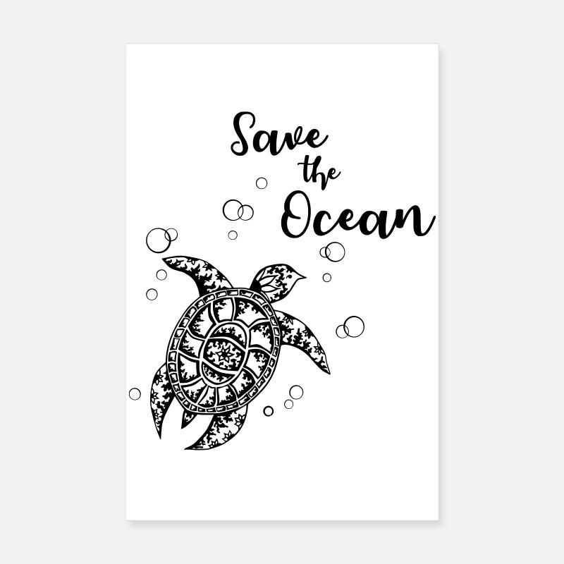 Save the Ocean - Turtle Poster 20x30 cm