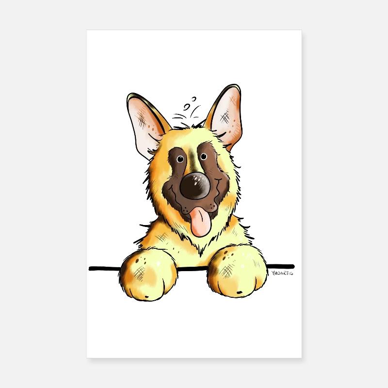 Knuffiger Deutscher Schäferhund - Poster 20x30 cm - Weiß