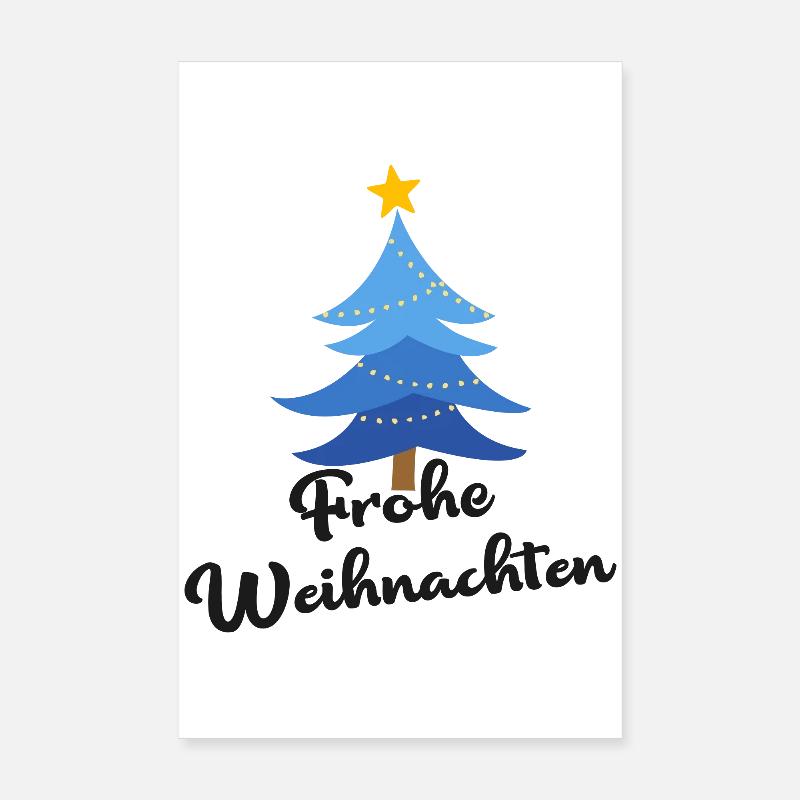 Frohe Weihnachten Blauer Weihnachtsbaum Christbaum Poster 20x30 cm