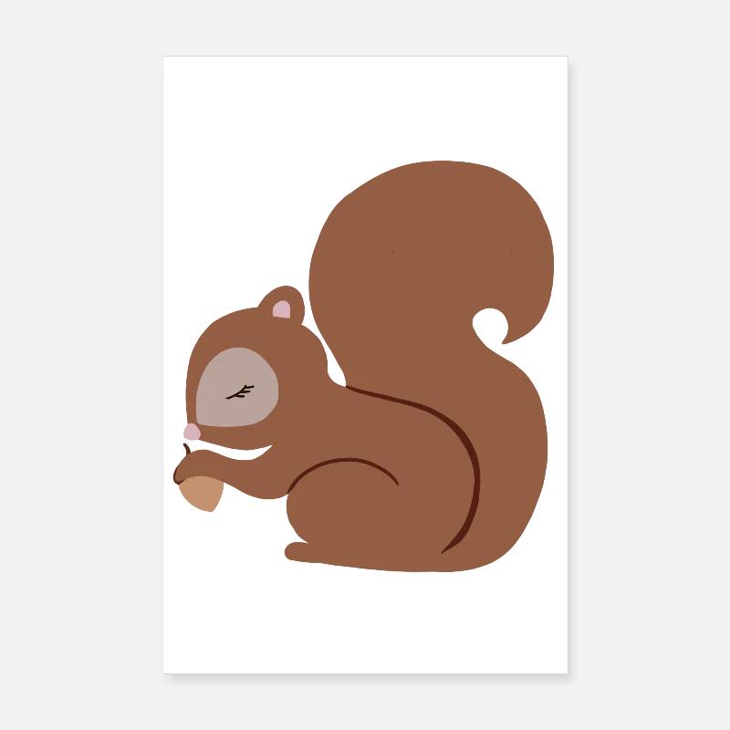 Eichhörnchen mit Eichel süß Poster 20x30 cm