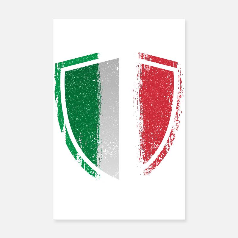 Drapeau brossé du Bouclier d’Italie Poster 20 x 30 cm