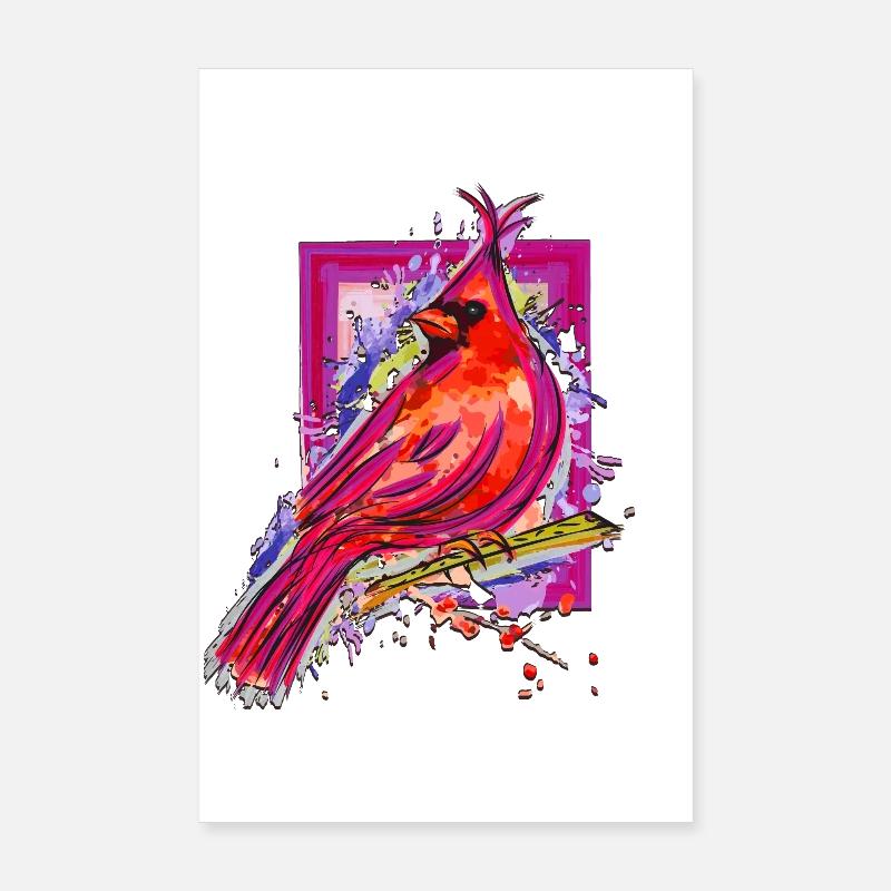 Bunter Vogel - Aquarell Zeichnung - Schöner Vogel Poster 20x30 cm