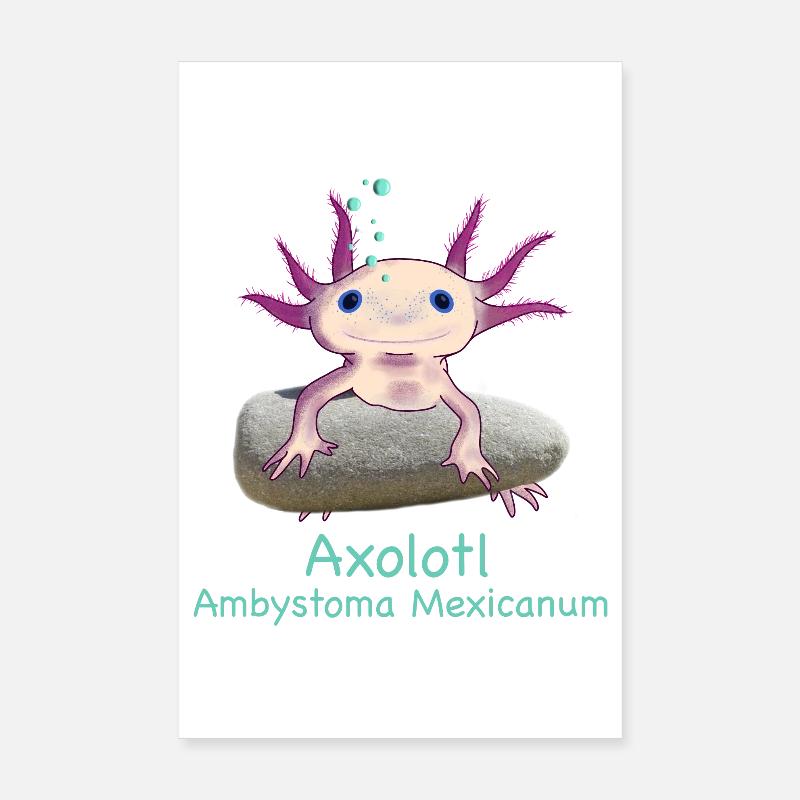 Iconic Axolotl Chilling, Hand Drawn Poster 8" x 12" (20x30 cm)