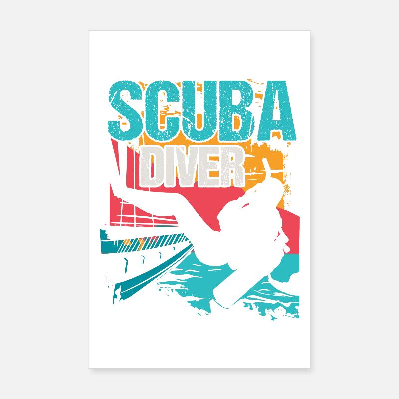 Diver Scuba Diving Poster 8" x 12" (20x30 cm)