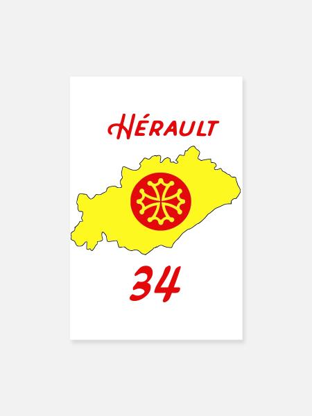 Hérault - Poster 20x30 cm - Weiß - Vorne