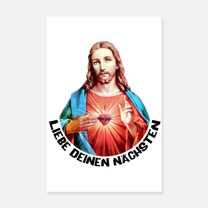 Aime ton prochain Jésus Bénédiction de la main gauche Poster 20 x 30 cm