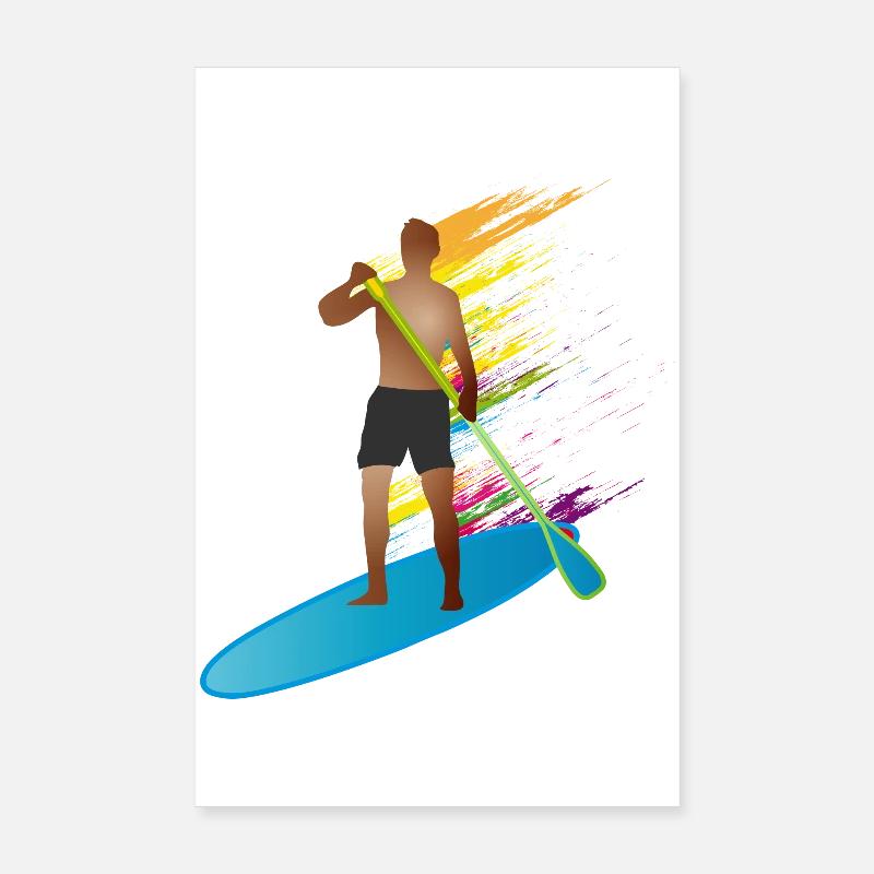 Stand up paddle - Homme avec paddle board Poster 20 x 30 cm