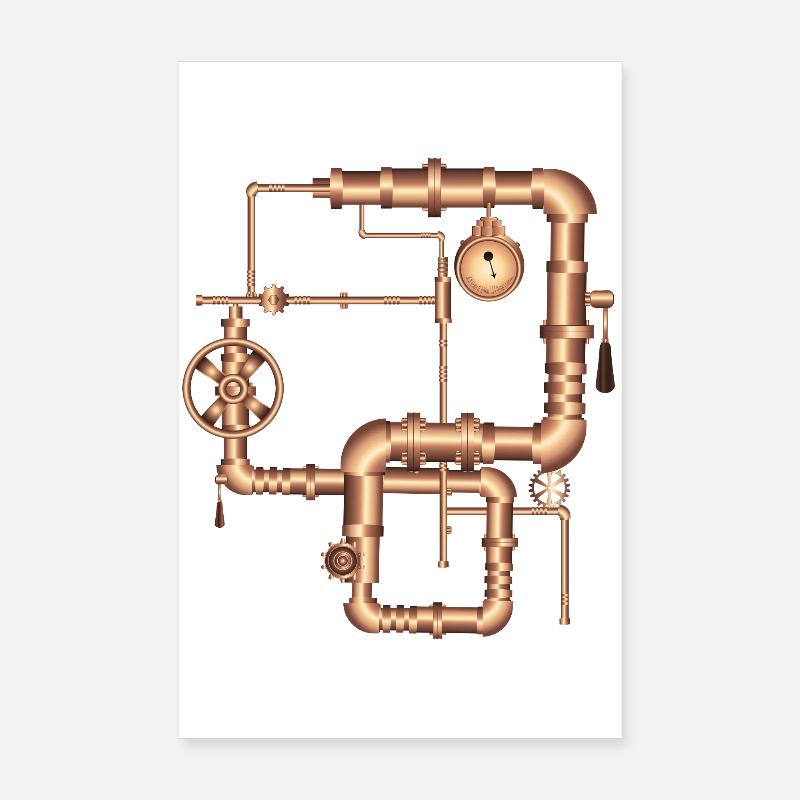 Style steampunk dans le look de la machine à vapeur Poster 20 x 30 cm