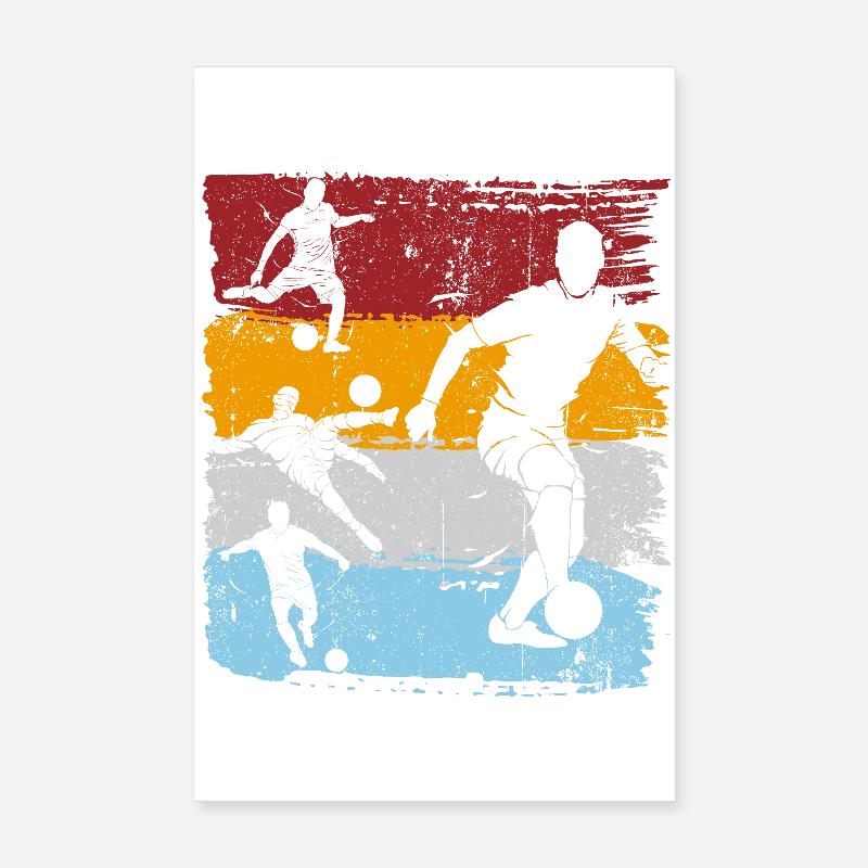 Silhouettes de football à blocs de couleurs Poster 20 x 30 cm