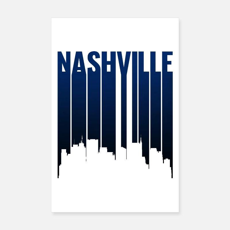 Nashville Skyline Midnight Blue Silhouette Poster 8" x 12" (20x30 cm)