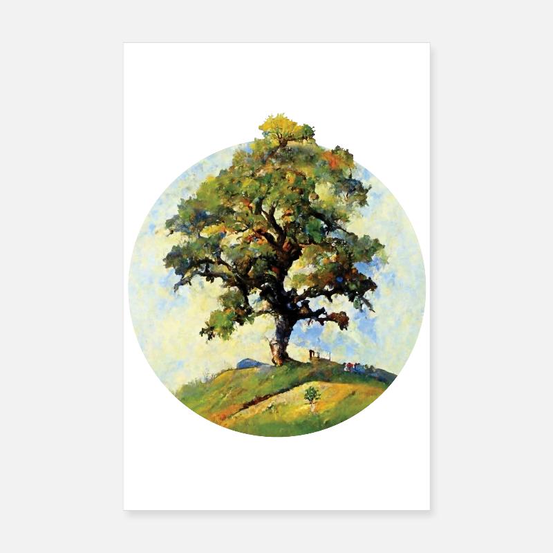 Painting | Tree on a hill Poster 8" x 12" (20x30 cm)