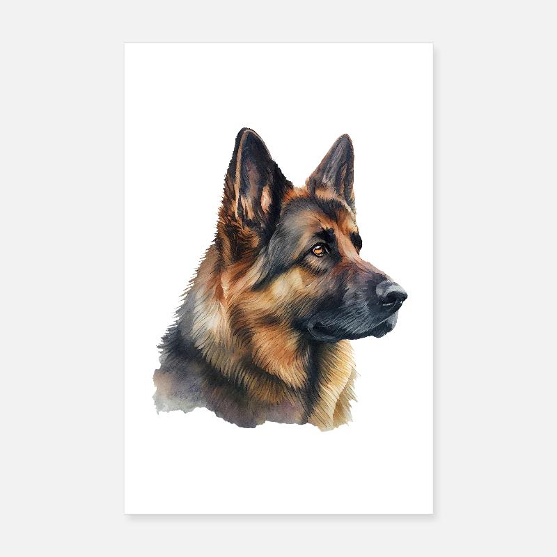 Deutscher Schäferhund im Aquarell Poster 20x30 cm